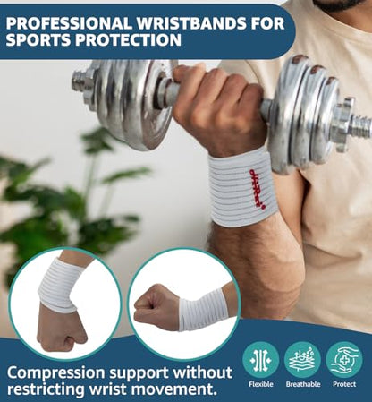 2-Pack High-Elastic Wrist Support Straps Wrist Compression Bandage - Wrist Wraps Wristbands for Carpal Tunnel Arthritis Tendonitis Weightlifting Tennis Basketball - Breathable Soft (White) - color: White