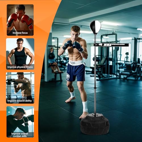 360° Spinning Speed Punching Bag - Adjustable Free-Standing Boxing Trainer