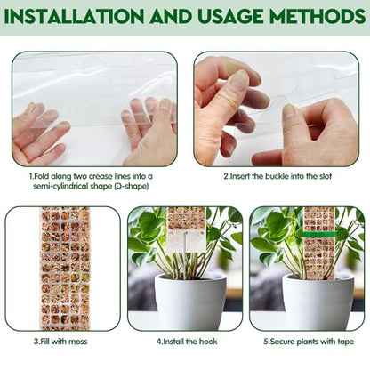 YSKS 6 Pcs 24-inch Plastic Moss Poles for Plants ，Moss Poles for Climbing Plants, Indoor Plant Support Work with Sphagnum muss