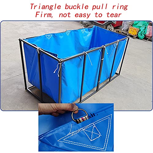 Durable Aquaculture Water Tank with Drain Valve Steel Frame PVC Temporary Fish Pond,Foldable Fish Pond Liner with Grommets Canvas Water Tank for Saltwater Fish Koi Turtles 400gsm Temporary H - size: 5x2x1M