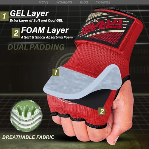 FARABI Kids Hybrid Boxing Inner Gloves Punching Boxing Gloves - color: Red