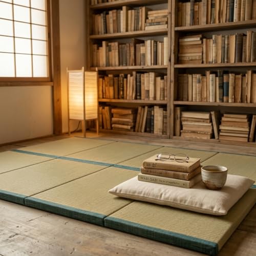 MustMat Japanese Floor Mattress Foldable Tatami Mats Folding Tatami Futon Mattress Rush Grass Floor Bed 35.4"x78.7"x1.2"(2 piece Set) | Japanese Floor Mattress, Tatami Futon Mattress, Rush Grass Floor Bed - size: 2 piece set