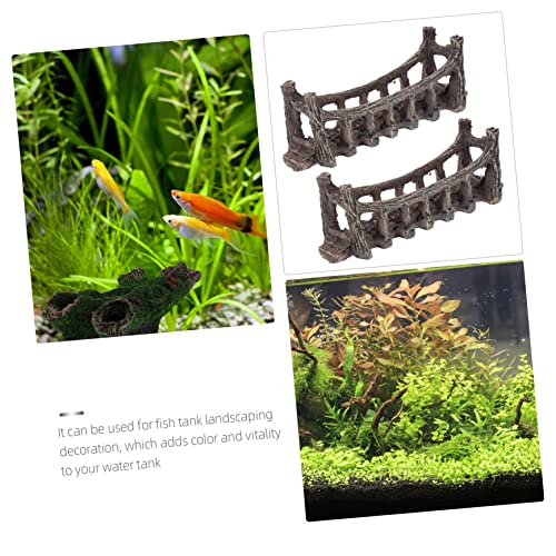 POPETPOP 2Pcs Fake Bridge Landscaping Ornament Realistic Aquarium Decor for Fish Tank Landscape Material Safe for Vivid and Lifelike Design