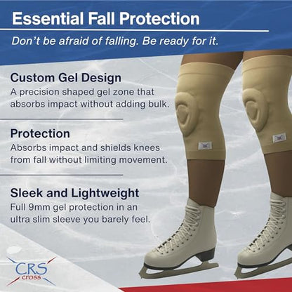 Gel Knee Pads for Ice Skating. Custom Gel Pad Design. Pair, Large | 2 Gel Sleeve Knee Pads for Cushion, Support and Protection of Kneecap Patella for Figure Skating, Volleyball, Dance / Cheer - size: Large