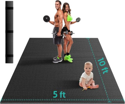 Stepwaver Large Exercise Mat, 6'x4'/7'x5'/8'x5'/9'x5'/10'x5'/12'x5'x8mm - size: 10x5FT