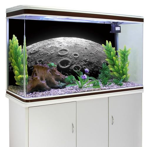 AWERT 30x18 inches Aquarium Background Moon Surface Space Planets Fish Tank Background Polyester Terrarium Background - size: 30x18in/75x45cm