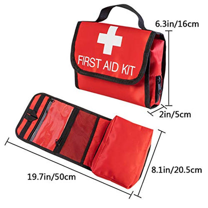 Nylon First Aid Empty Kit,Compact and Lightweight First Aid Bag for Emergency at Home, Office, Car, Outdoors, Boat, Camping, Hiking(Bag Only) (2 Pack Red Foldable) - size: 9.7 x 8.1 inch