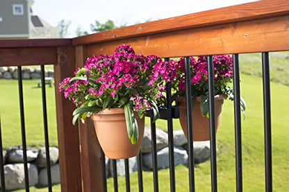 Deck Railing Container Holder/Bracket Kit for Round Pot Planters (8") Perfect for Deck Railing Container Gardens! - size: 8"