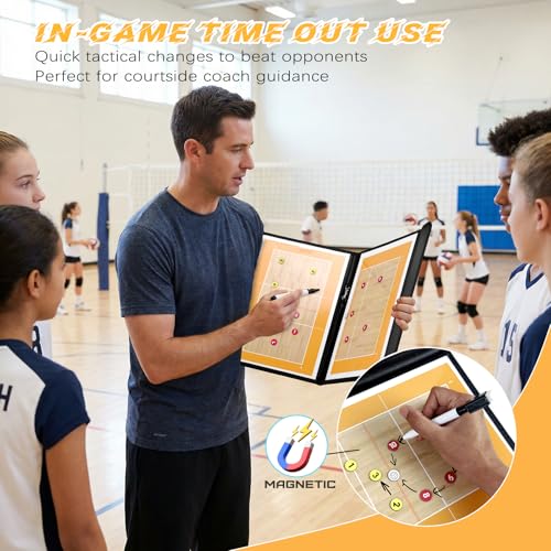 RoseFlower Volleyball Coaching Board, Magnetic Volleyball Coaches Board Tactics Board with Magnets and Pen, Volleyball Strategy Clipboard Coach Training Equipment