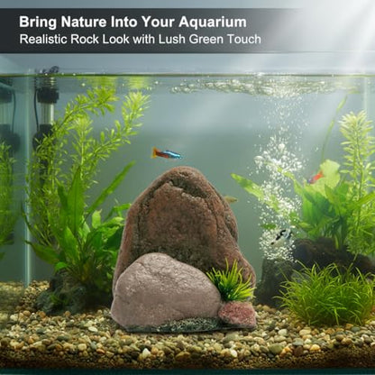 Mipukbay Small Aquarium Decor Rock, Resin Fish Tank Artificial Stone Ornament for Freshwater/Saltwater, Safe Landscape Hideout for Betta Fish, Goldfish and Aquatic Pets - size: Small