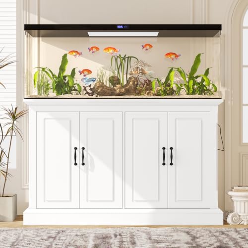 55-75 Gallon Fish Tank Stand - Heavy Duty Aquarium Stand with Storage Cabinet & Power Outlet | 880LBS Capacity Tank Stand with 50"*20" Tabletop for Fish Tank, Turtle Tank, Reptile Terrarium White