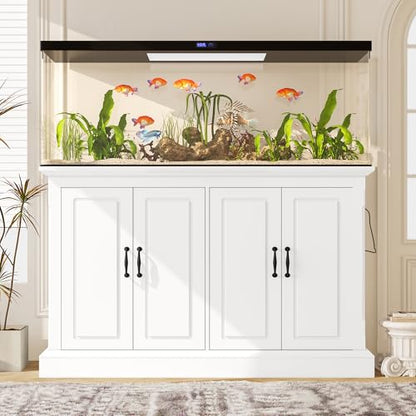 Merax 55-75 Gallon Fish Tank Stand with Power Outlet, Heavy Duty Aquarium Stand with 4 Storage Cabinets, for Fish Tank, Turtle Tank, Reptile Terrarium,White