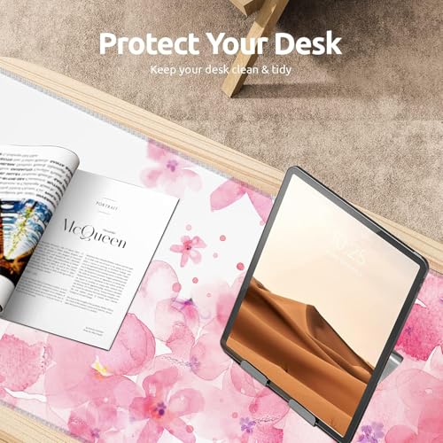 Abstract Ocean Wave Gaming Mouse Pad, Large Office Desk Mat, Anti-Slip Rubber Base Mousepad for Computer Laptop Keyboard, Smooth Desk Pad for Home Office Gamer Work Accessories 31.5" x 11.8"