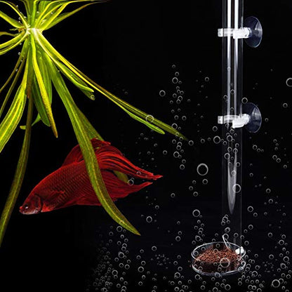 Shrimp Feeding Tube and Dish Set,Acrylic Shrimp Feeder Tube Feeding Dish Bowls for Fish Aquarium Shrimp Fish, with 2 Suction Cups,Fish Feeding Supplies(Tube Length 32cm)
