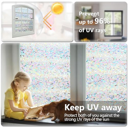 Rainbow Window Film, 11.8 x 157.4 Inch, Static Cling, UV Protection 99% - color: Rainbow, size: 11.8 x 157.4 Inch