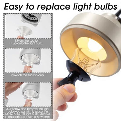 10 Pcs Light Bulb Changer Suction Cup Removal Tool - Easy To Use - Suction Cup Light Bulb Changer,Included 2 Sizes for Mr16 Gu10 Bulbs - Ideal for Halogen, Mini Track Lights and Range Hood