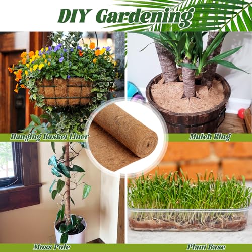 Ysglory 2 Rolls Coconut Liners for Planters 16x118 Natural Coco Fiber Coir Liner Roll Coconut Fiber Pad for Hanging Baskets Planters DIY Moss Pole Pet Reptile Carpet or Mat