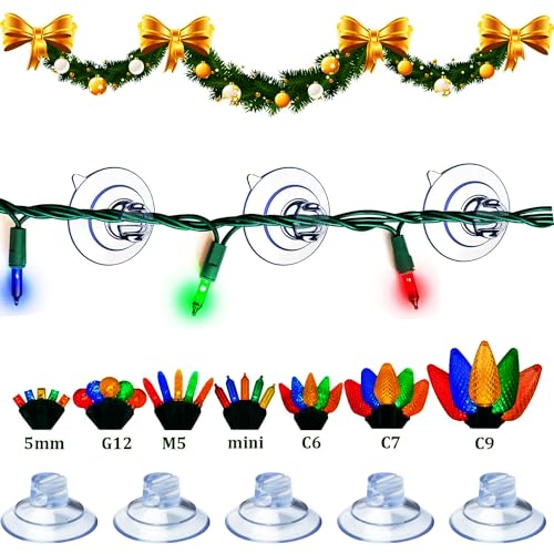 25PCS Mini Suction Hooks - Kitchen & Bathroom Shower Basin Connector - Clear Plastic Transparent String Lights with Suction Cup Opening Clip Wire