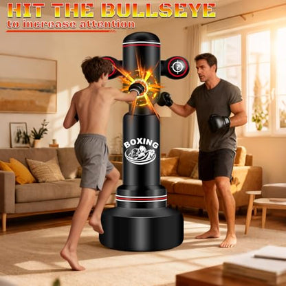 Punching Bag for Adults Teens, Standing Boxing Bag, Men Standing Kickboxing Bag, Suitable for MMA Dummy Karate Home Gym Training Equipment - color: Red and White