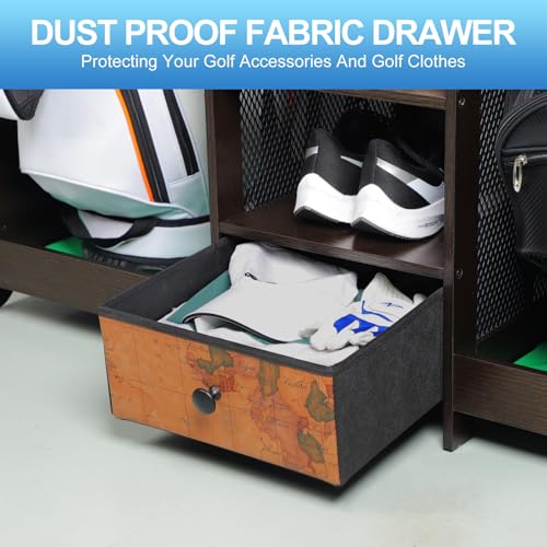 Golf Bag Storage Organizer Holds 2 Golf Bags for Garage - Wooden Rack - color: Black