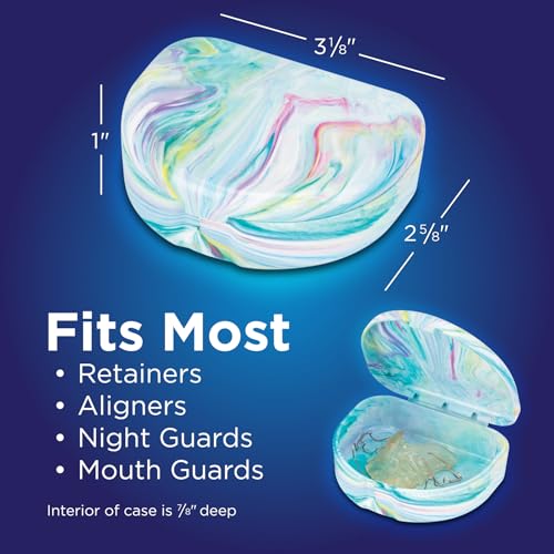 Practicon Marble Retainer Cases, Orthodontic Aligner Case, Mouth Guard Holder (3 Pack) Ocean - color: Ocean