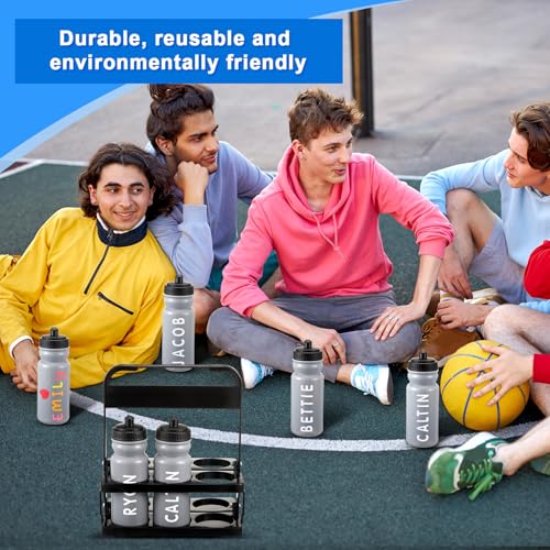 Suclain Squeeze Water Bottles with Carrier, 14 Pcs, Grey - color: Grey