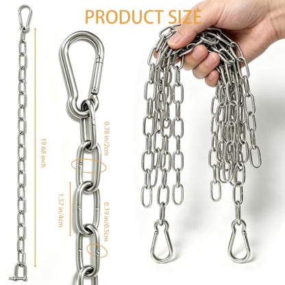 2Pcs 5MMx19.6 in Stainless Steel Chain,Heavy Duty Adjustable Coil Chain Set - color: 19.6 IN, size: 5MM