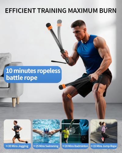 Weighted Ropeless Battle Ropes, Adjustable Resistance & Portable Cordless