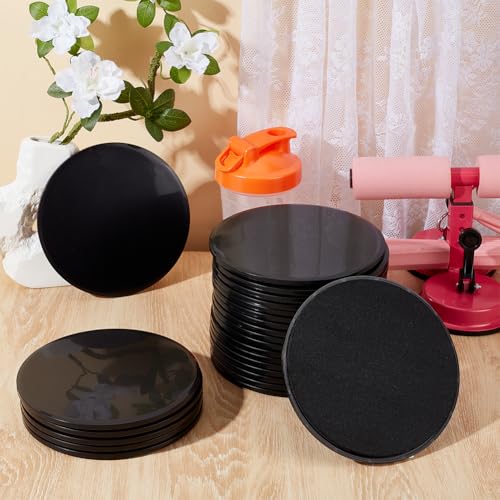 UNICRAFTALE 24Pcs Core Sliders for Working Out Dual Sided Exercise Sliders Fitness Discs Black Gliding Discs for Core Workout Group Training Classes Fitness Pilates 17.5cm Diameter