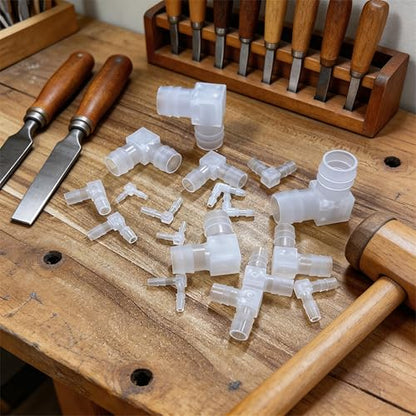 5/16" Hose Barb 90 Degree Elbow L Fitting, Plastic 2 Way Equal Barbed Joint Splicer Mender Union Adapter Hose Fitting (Pack of 5) - size: 5/16" (5Pcs)