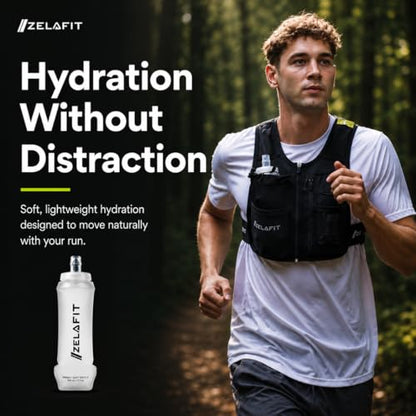 ZelaFit® 2x Running Water Bottle 500ml - Collapsible Water Bottle, Perfect Running Accessories - Hydration Vest Compatible Leakproof Soft Flask - Easy-Fill and Lightweight (1)