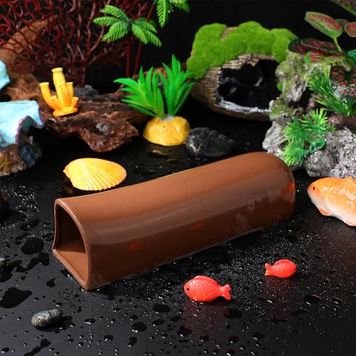 GLEAVI Ceramic Shrimp Shelter and Fish Hideaway Aquarium Breeding Tube for Fish Tank Decoration Large Ceramic Habitat Cave for Shrimp and Breeding