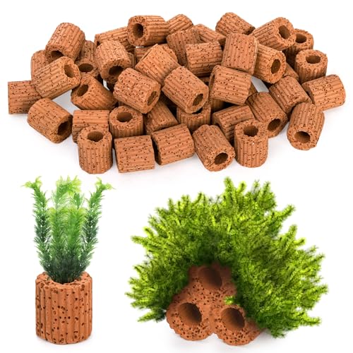 50 Pcs Aquatic Water Plant Fixed Rings, Ceramic Aquarium Plant Holder Weights Aquarium Landscape Cultivation Fixed Cup Pottery Plants Pot Gravity Ring for Fish Tank Accessories