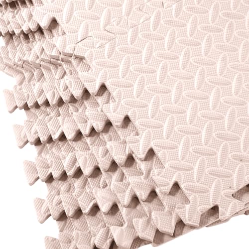 Shihanee 16 Foam Floor Interlocking Tiles, 11.8 x 11.8 Inch, Beige - color: Beige