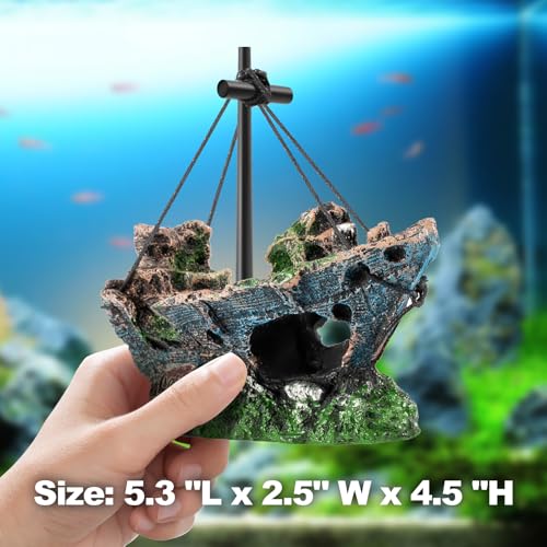 6 Pack Little Diver Floating Fish Tank Decoration，Mini Floating Submarine Aquarium Plants Sunken Ship Decoration — Safe Resin Fish Tank Decor for Betta, Shrimp (5.3 x 2.5 x 4.5 inches) - size: 6 Pcs