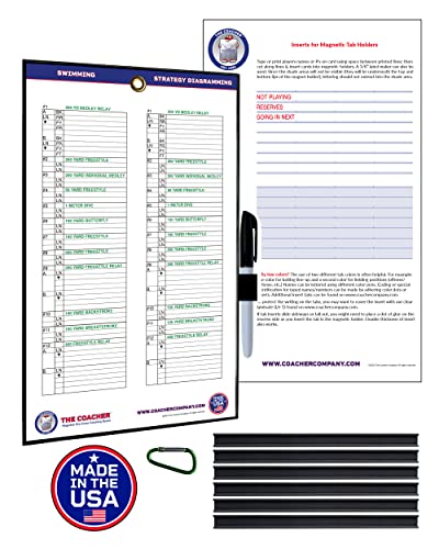 Premium Dry Erase Magnetic Swimming Coaching Coach Board - Made in The USA