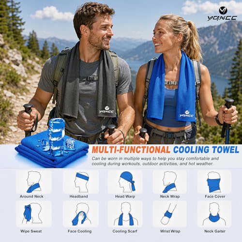YQXCC 4 Pack Cooling Towels, 40"x12", Ice Cool Towels for Neck & Face | Soft Breathable Microfiber, Instant Cooling Neck Wraps for Yoga, Golf, Gym, Running, Hiking, Camping & Hot Weather Activities - color: 4 Dark Gray