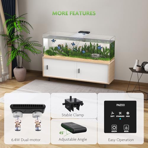 Aquarium Chiller Fan, Ultra-Quiet Fish Tank Cooling Fans, 3 Speed Modes Aquarium Cooler, Water Chiller for Axolotl Tank Accessories Freshwater Saltwater Tanks, 6.4W