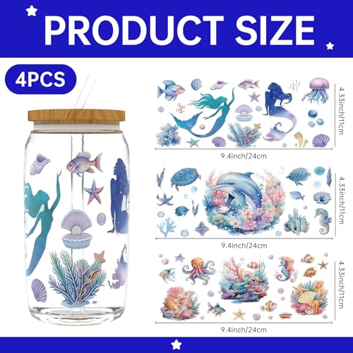UV DTF Cup Wrap Transfer Stickers Rub On Transfers 4 Sheets Art Guru Tumblers Water Bottles Mugs Glasses Cups - style: Art Guru