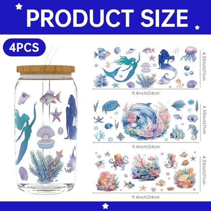 UV DTF Cup Wrap Transfer Stickers Rub On Transfers 4 Sheets Art Guru Tumblers Water Bottles Mugs Glasses Cups - style: Art Guru