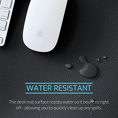 Leather Desk Mat for Keyboard and Mouse 24" x 17", Midnight Black Desk Pad, Extended Non-Slip Rectangular Keyboard Pad, Laptop and Desktop Computer Keyboard and Mouse Pad, Desk Blotter Mat