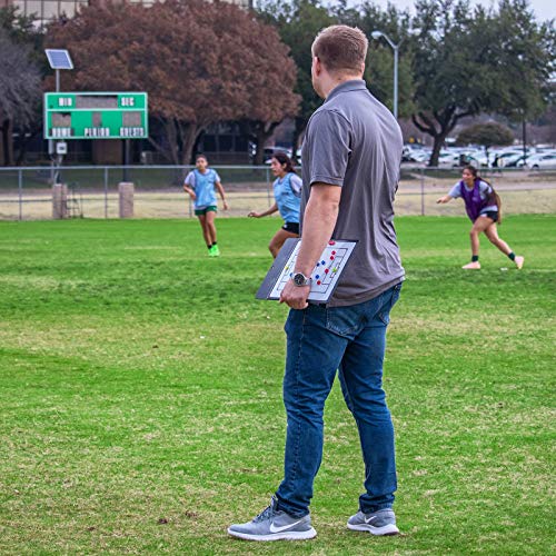 Soccer Innovations Magnetic Tactic Board - Coaching Clipboard, Double-Sided Dry Eraser White Board, Coaches Board, Lineup with Magnets
