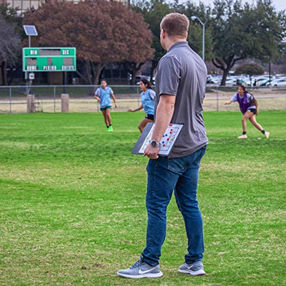 Soccer Innovations Magnetic Tactic Board - Coaching Clipboard, Double-Sided Dry Eraser White Board, Coaches Board, Lineup with Magnets