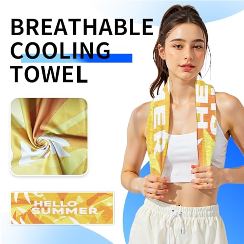 Cooling Sports Towel 39"X11.8" Cold Feeling Towel for Gym Fitness Running Yoga Pilates Soft Quick Dry Breathable Lightweight Camping Towel Summer Hiking Climbing Workout Essentials(Yellow) - color: Yellow