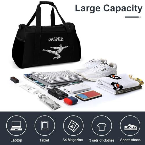 Personalized Taekwondo Karate Duffle Bag for kids Boy Girls,Custom Name Martial Arts Gear Bag,Water-Resistant Sparring Equipment Black Taekwondo - color: Taekwondo Karate-03