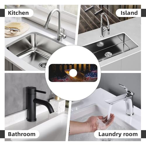 Wood American Flag Fish Kitchen sink faucet pad, strong water absorption, anti slip, easy to clean, very suitable for splash and drip prevention, suitable for kitchens and bathrooms