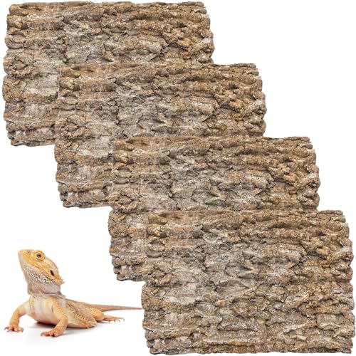 4PCS Cork Terrarium Background 15.7x11.8in Natural Cork Large Bark Climbing Mat Habitat Decoration Chameleons, Lizards, Turtles Glass Jar Decoration - size: 4PCS-15.7x11.8in