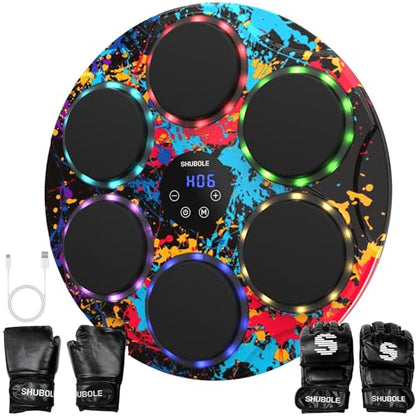 Music Boxing Machine for Kids & Adults - Wall Punching Bags with Lighting - color: Graffiti