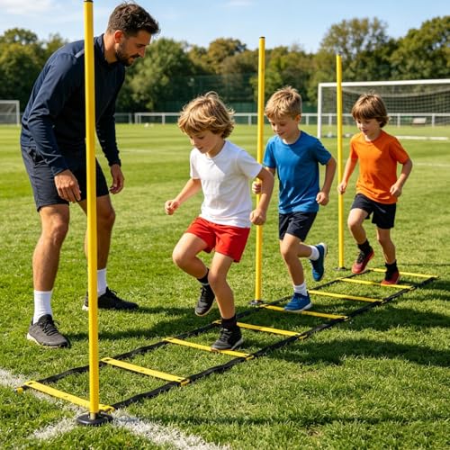 Training Ladder for Footwork Universal Portable Fitness Equipment | Soccer Practice Ladder for Athletes Track and Field Hockey Tennis Badminton - size: 5 meters