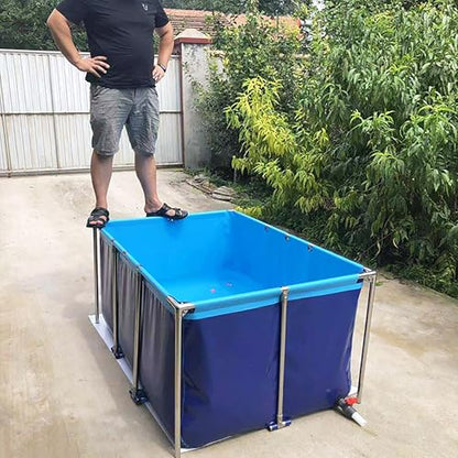 Durable Above Ground Koi Pond Pool - Thickened Tarpaulin with Drain Valve & Bracket - Ideal Outdoor Fish Tank for Aquatic Plants & Garden Décor - size: 100*80*70CM